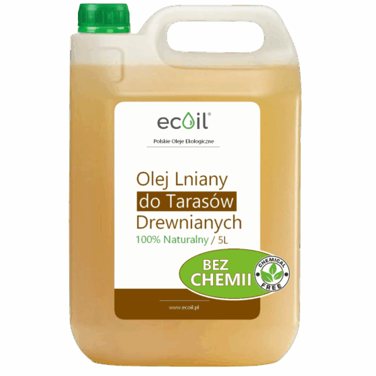 OLEJ DO TARASÓW 5L | Lniany 100% Naturalny | Impregnat do Drewna, Nie Rozcieńczany - BEZ CHEMII