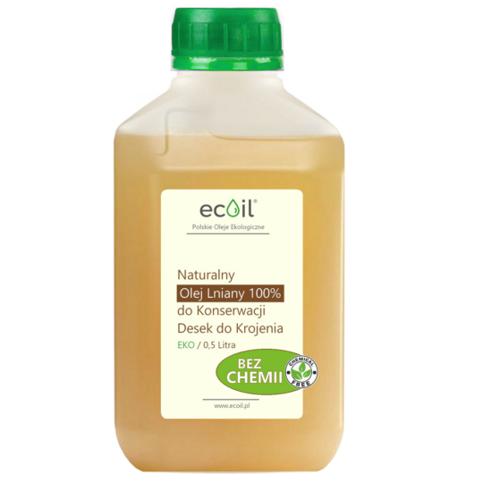 OLEJ LNIANY 100% 0,5L do Desek do Krojenia | Nie Rozcieńczany, BEZ CHEMII | Własna Produkcja