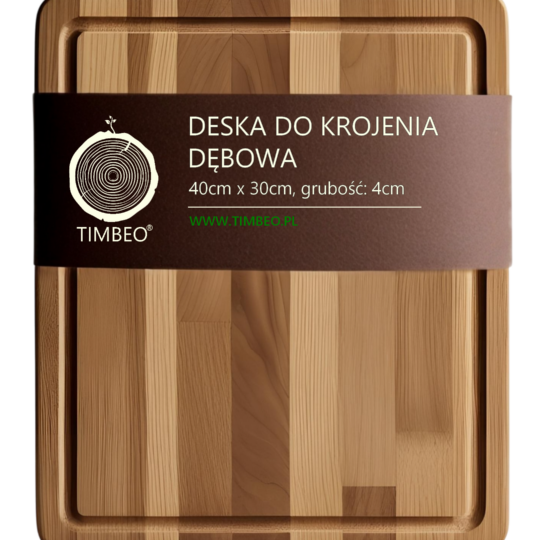 Deska do Krojenia Duża 40x30cm (Dąb Klepka ) Gruba 4cm | Silikonowe Nóżki, Rowek Odprowadzający, Grawer Życzeń | Doskonały Prezent