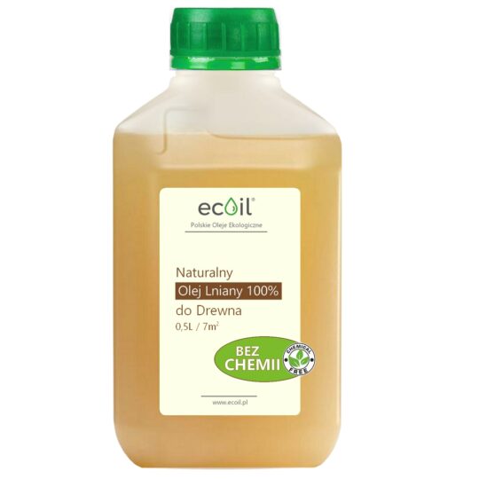 OLEJ LNIANY 100% 0,5L | Nie Rozcieńczany, BEZ CHEMII | Wydajny Impregnat do Drewna | Własna Produkcja