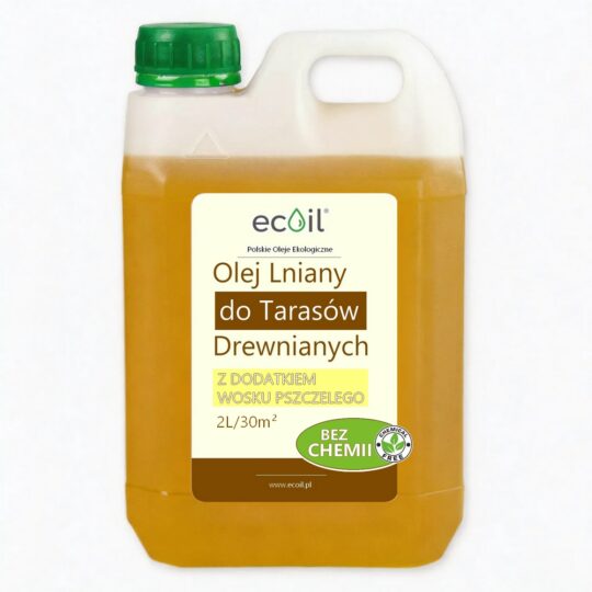 OLEJ DO TARASÓW 2L | Nie Rozcieńczany, BEZ CHEMII | z dodatkiem WOSKU Pszczelego i Żywicy | Wydajny Impregnat do Drewna | Własna Produkcja