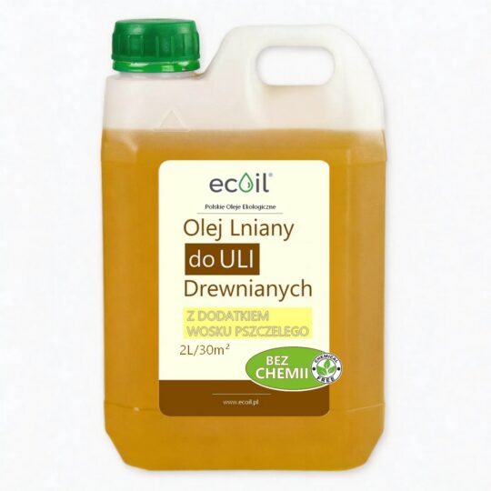 OLEJ LNIANY DO ULI 2L | Nie Rozcieńczany, BEZ CHEMII | z dodatkiem WOSKU Pszczelego i Żywicy | Wydajny Impregnat do Drewna | Własna Produkcja